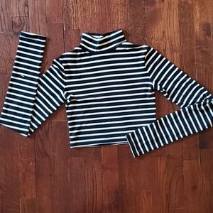 Striped turtleneck crop top